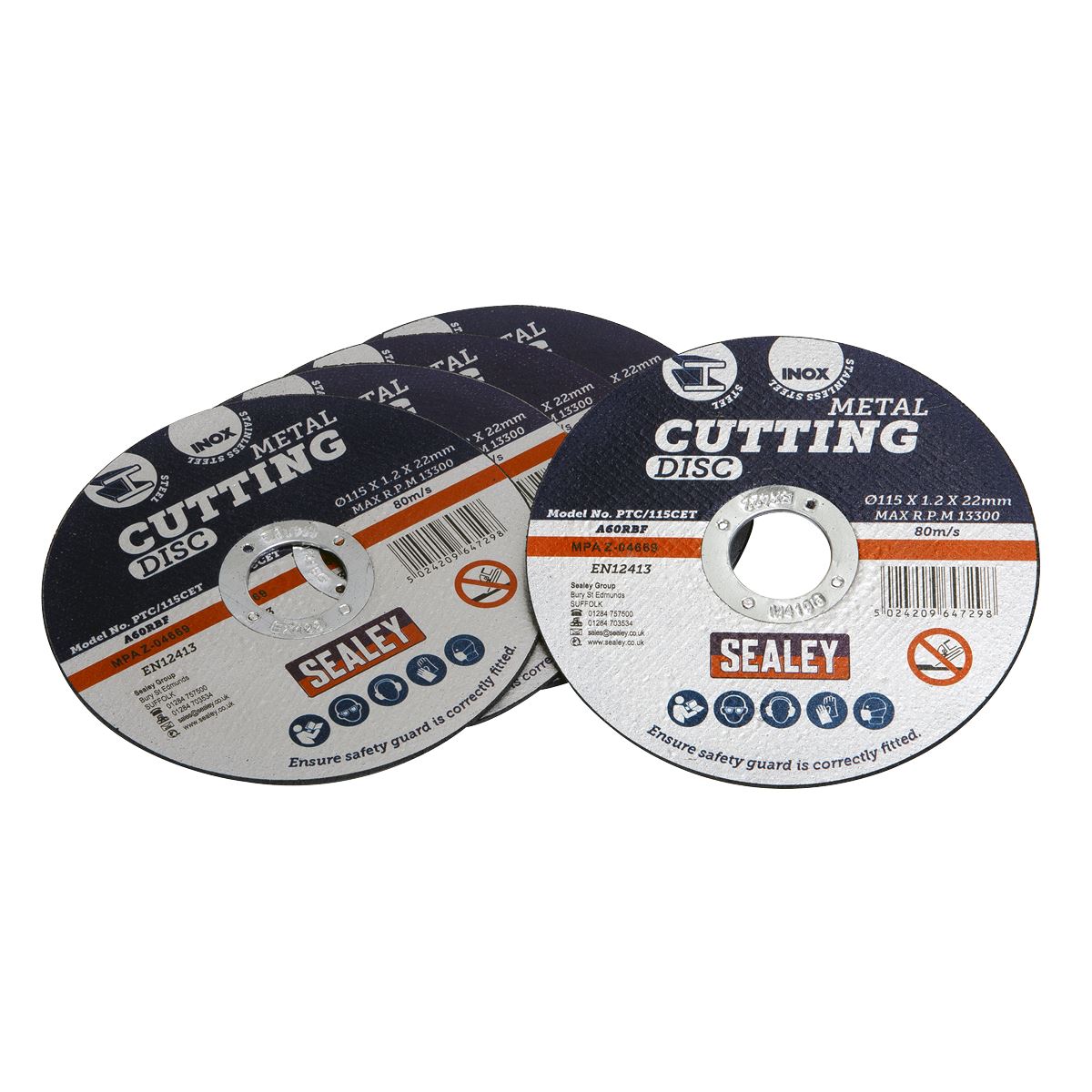 Sealey Cutting Disc �115 x 1.2mm �22mm Bore Pack of 5 PTC/115CET5