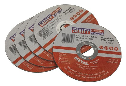 Sealey Cutting Disc �115 x 1.6mm �22mm Bore Pack of 5 PTC/115CT5