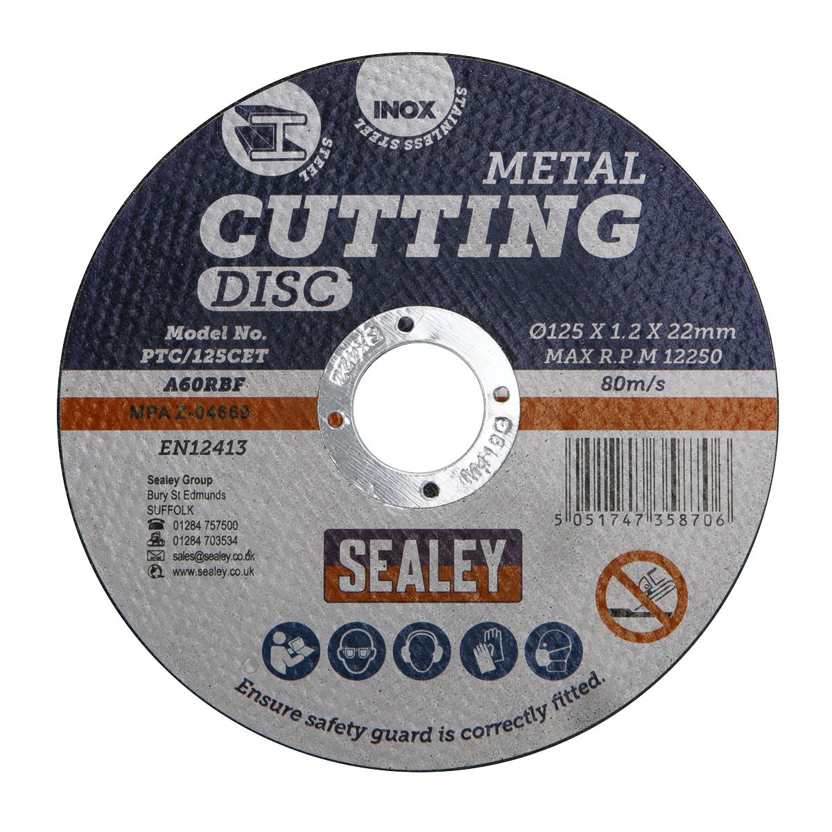 Sealey Cutting Disc �125 x 1.2mm �22mm Bore PTC/125CET