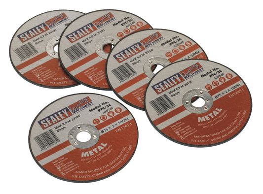 Sealey Cutting Disc �75 x 2mm �10mm Bore Pack of 5 PTC/3C5