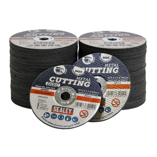 Sealey Cutting Disc Pack of 100 �75 x 1.2mm �10mm Bore PTC/3CT100