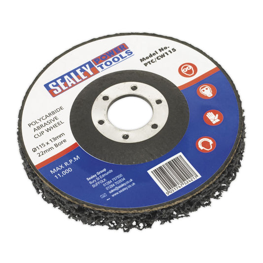 Sealey Polycarbide Cup Wheel �115 x 13 x �22mm PTC/CW115