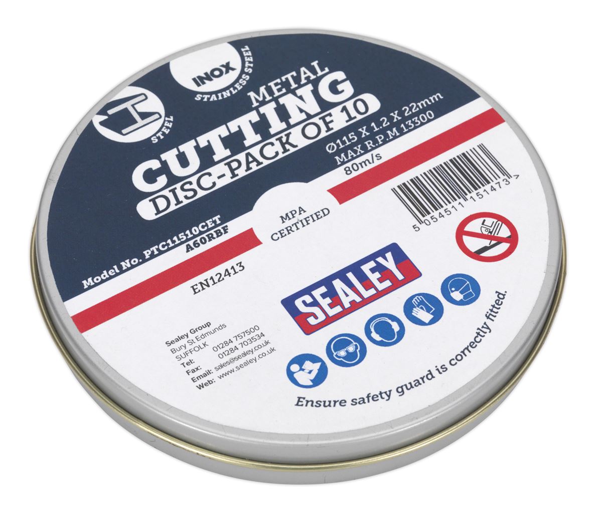 Sealey Cutting Disc �115 x 1.2mm �22mm Bore Pack of 10 PTC11510CET