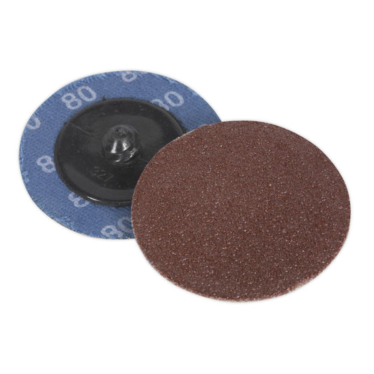 Sealey Quick-Change Sanding Disc �50mm 80Grit Pack of 10 PTCQC5080