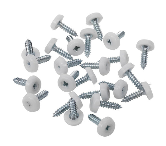 Sealey Numberplate Screw Plastic Enclosed Head 4.8 x 18mm White Pack of 50 PTNP1