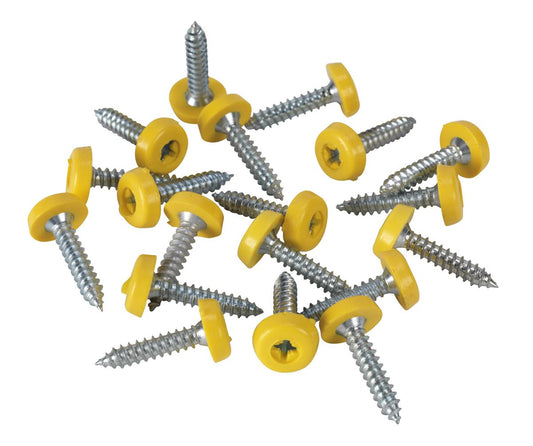 Sealey Numberplate Screw Plastic Enclosed Head 4.8 x 24mm Yellow Pack of 50 PTNP6
