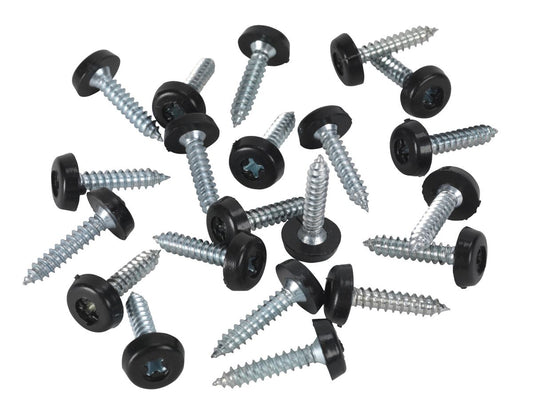 Sealey Numberplate Screw Plastic Enclosed Head 4.8 x 24mm Black Pack of 50 PTNP7