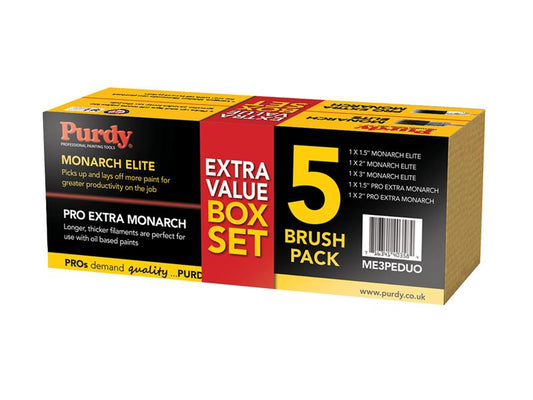 Purdy Monarch Elite Paint Brush Set 5 Piece For Emulsion Paint PURME3PEDUO
