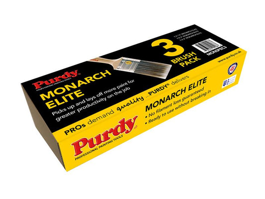 Purdy Monarch Elite Paint Brush Set 3 Piece Lays Off More Paint PURMONSPEC3