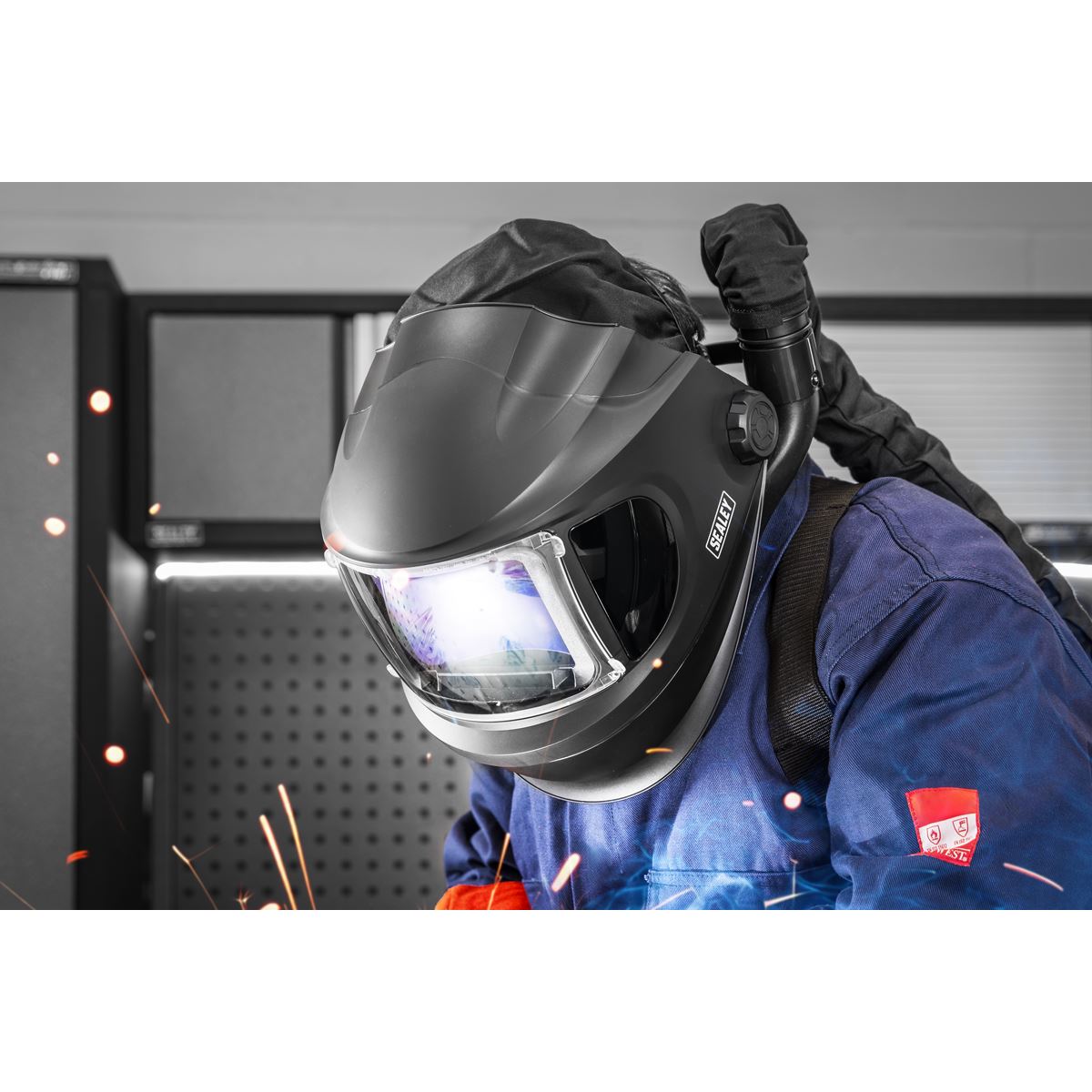 Sealey Auto Darkening Welding Helmet With Air Purifying Respirator PAPR PWH618