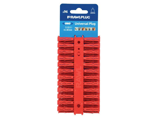 Rawlplug Red UNO® Plugs 6 x 28mm (Card 96) RAW68520