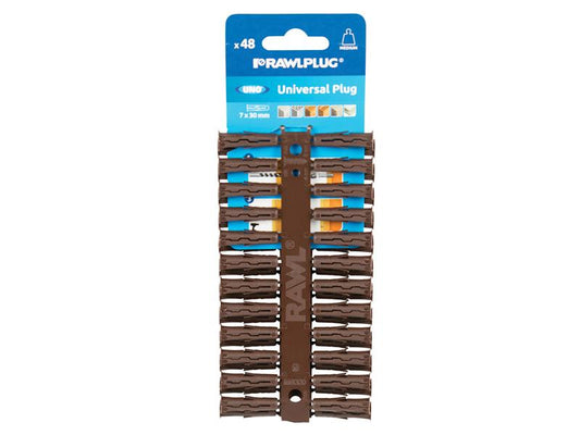 Rawlplug Brown UNO® Plugs 7 x 30mm (Card 48) RAW68555