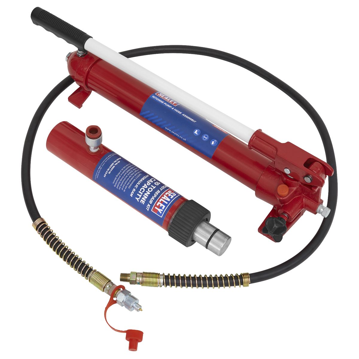 Sealey Snap Push Ram with Pump & Hose Assembly - 10 Tonne RE97.10-COMBO