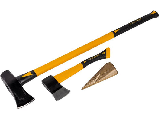 Roughneck Wood Cutting & Splitting Set 3 Piece Maul Axe And Wedge ROU65501