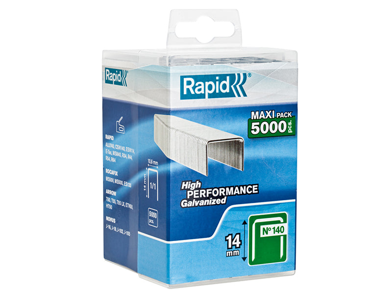 Rapid 140/14 14mm Galvanised Staples (Poly Pack 5000) RPD14014PP