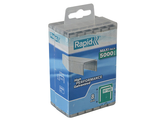 Rapid 140/8 8mm Galvanised Staples (Poly Pack 5000) RPD1408PP