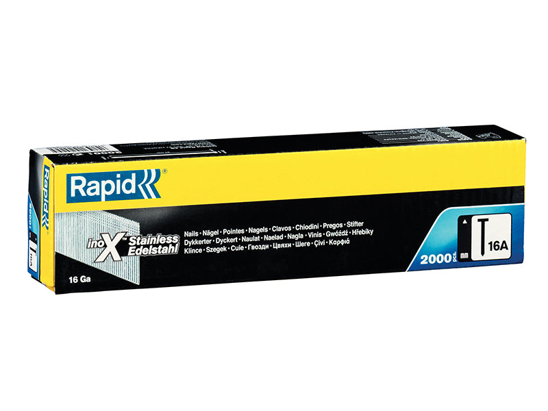 Rapid 16A 20° Stainless Steel Brad Nails 38mm (Box 2000) RPD16A38SS