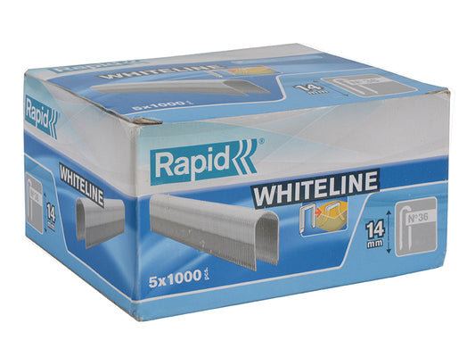 Rapid 36/14 14mm DP x 5m White Staples (Box 1000 x 5) RPD3614W