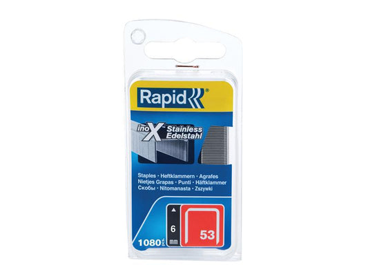 Rapid 53/6B 6mm Stainless Steel Fine Wire Staples (Box 1080) RPD40109509