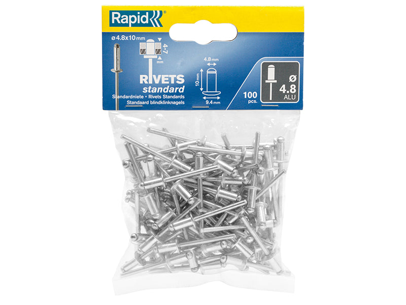 Rapid Standard Aluminium Rivets 4.8 x 10mm Bag of 100 RPD5000380