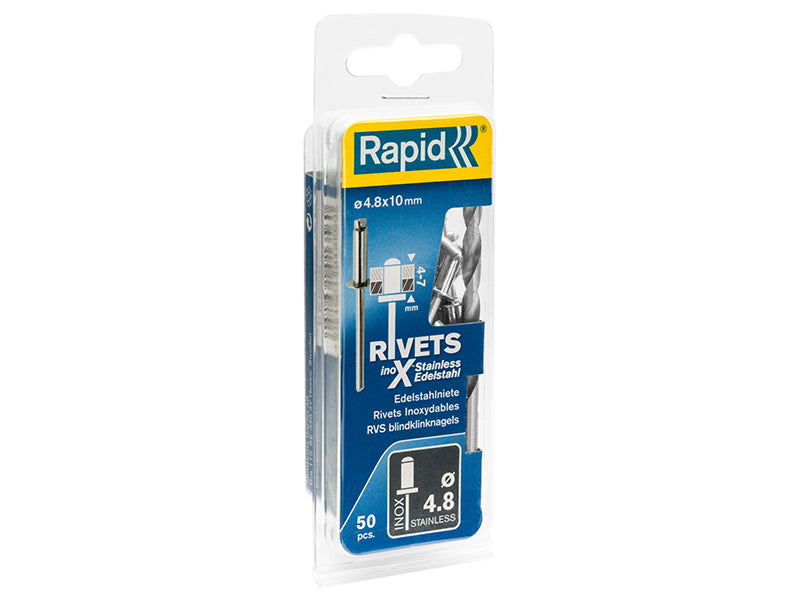 Rapid Stainless Steel Rivets 4.8 x 10mm Blister of 50 RPD5000396