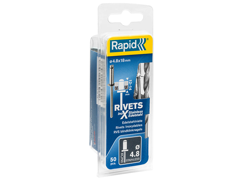 Rapid Stainless Steel Rivets 4.8 x 18mm Blister of 50 RPD5000397