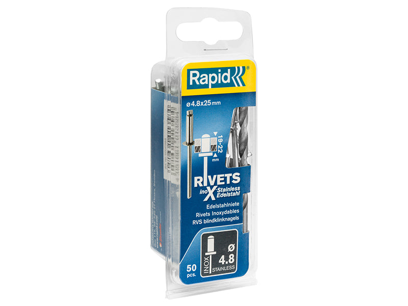 Rapid Stainless Steel Rivets 4.8 x 25mm Blister of 50 RPD5000398
