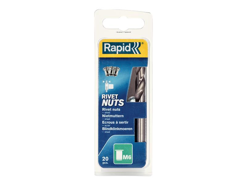 Rapid Steel Rivet Nuts M6 (Pack 20 + Free Drill Bit) RPD5000673