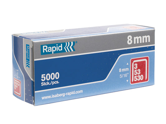 Rapid 53/8B 8mm Galvanised Staples (Box 5000) RPD538B5000