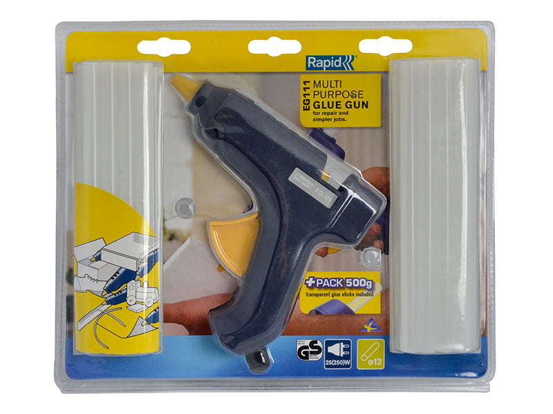 Rapid EG111 Multi Purpose Glue Gun & 500g 12mm Glue Sticks 250W 240V RPDEG111