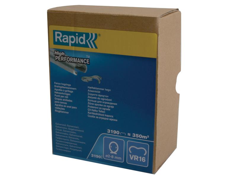 Rapid VR16 Fence Hog Rings Pack 3190 Galvanised Boxed RPDVR16GA319