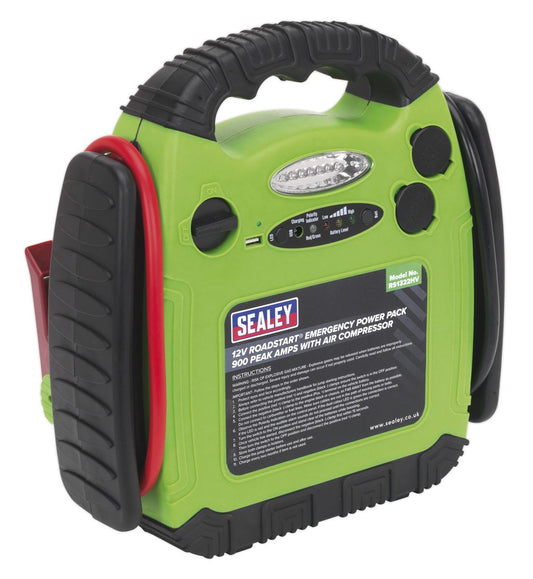 Sealey RoadStart&reg; Emergency Jump Starter with Air Compressor 12V 900 Peak Amps RS1322HV