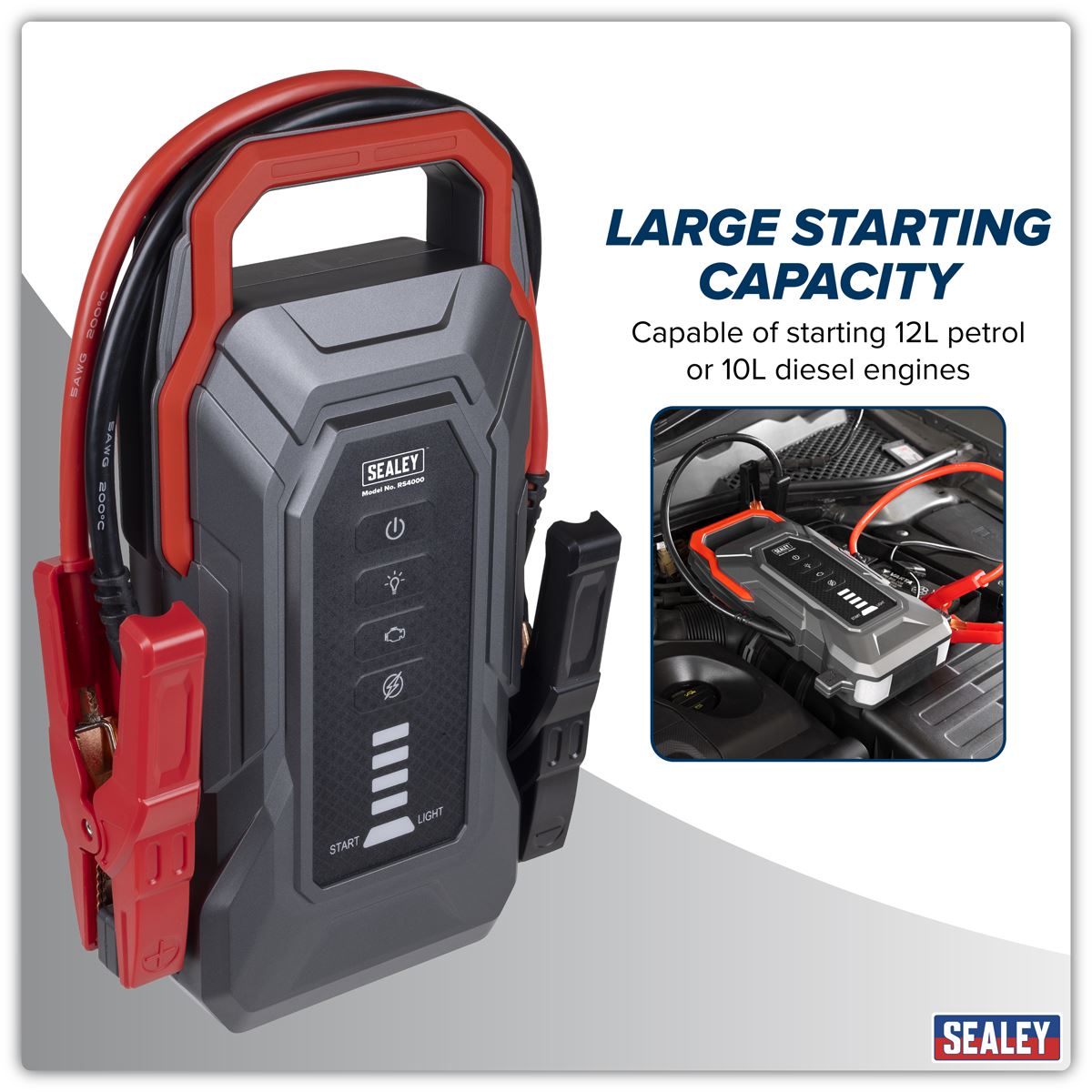 Sealey RoadStart 12V Jump Starter Power Pack 4000A 32,000mAh Battery RS4000