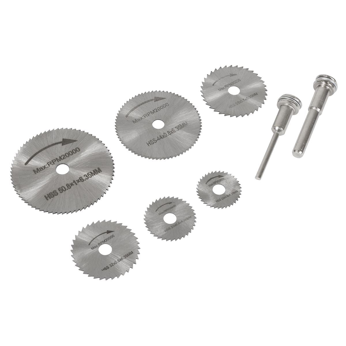 Sealey Rotary Drill Saw Blade Set 8pc PVC Wood Fibreglas Aluminium Metal RSBS08