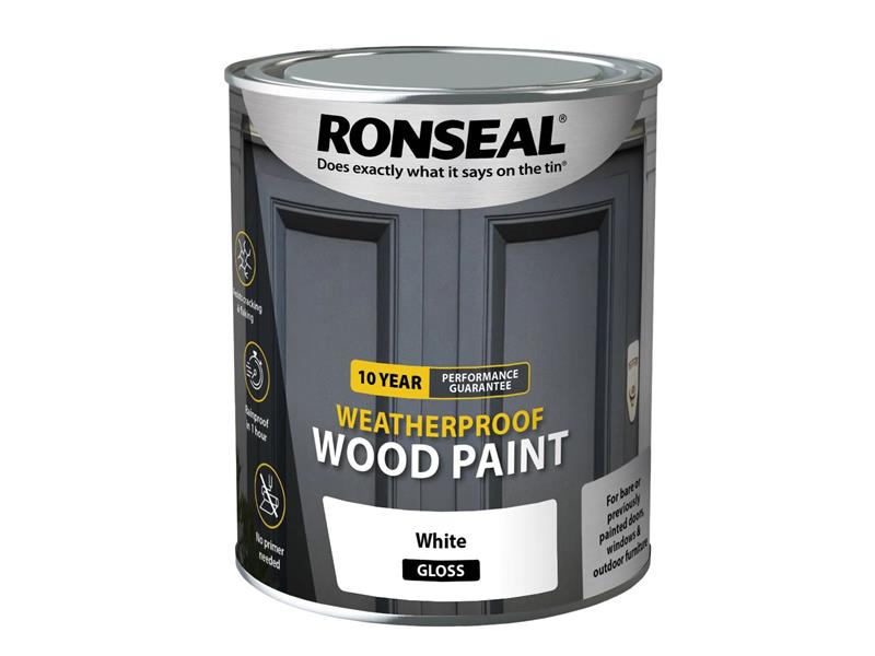 Ronseal 10 Year Weatherproof Wood Paint White Gloss 750ml RSL38773