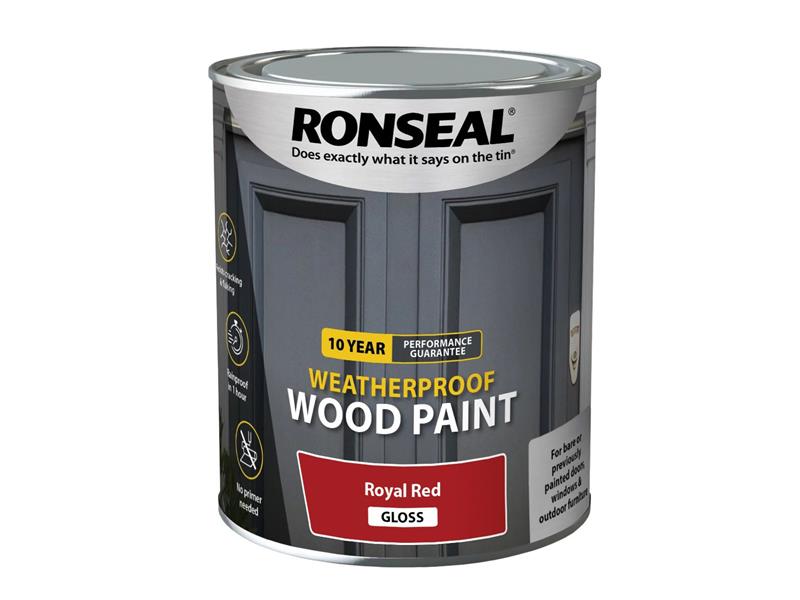 Ronseal 10 Year Weatherproof Wood Paint Royal Red Gloss 750ml RSL38776