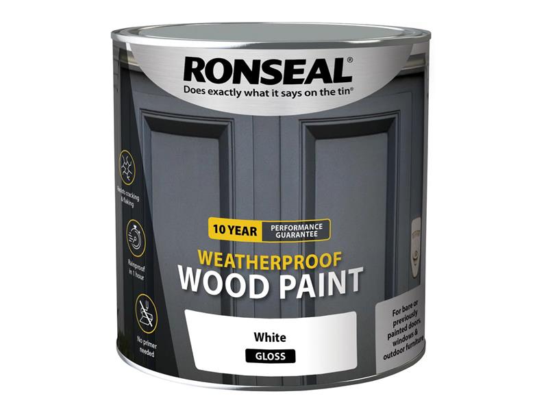 Ronseal 10 Year Weatherproof Wood Paint White Gloss 2.5 litre RSL38782