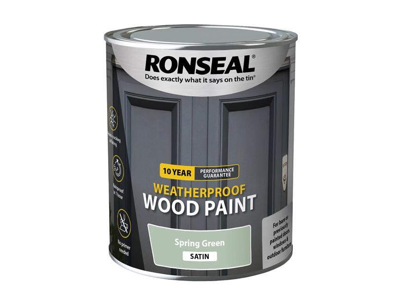 Ronseal 10 Year Weatherproof Wood Paint Spring Green Satin 750ml RSL38790