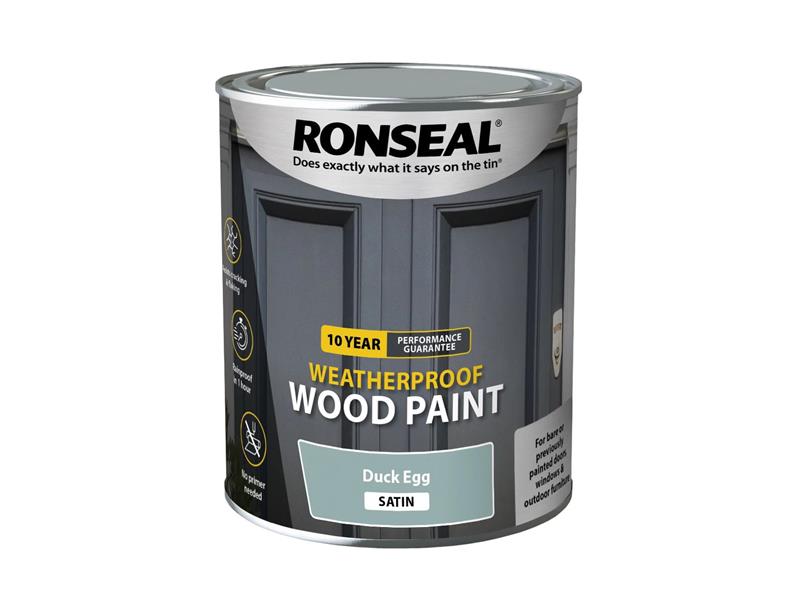 Ronseal 10 Year Weatherproof Wood Paint Duck Egg Blue Satin 750ml RSL38792