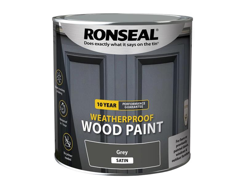 Ronseal 10 Year Weatherproof Wood Paint Grey Satin 2.5 litre RSL38796