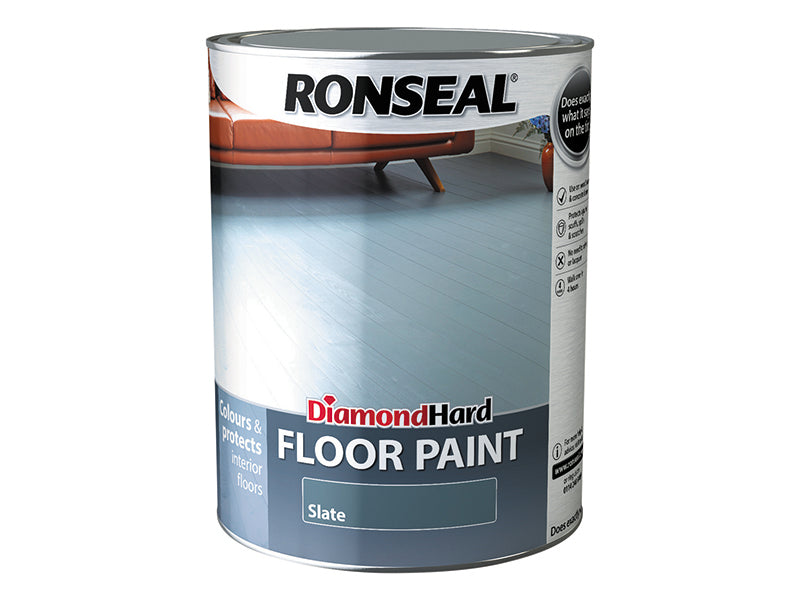 Ronseal Diamond Hard Floor Paint Satin Slate 5 litre RSLDHFPSL5L