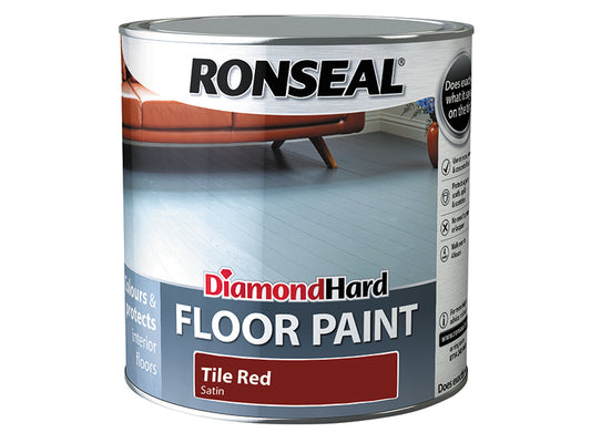Ronseal Diamond Hard Floor Paint Satin Tile Red 2.5 litre RSLDHFPTR25L