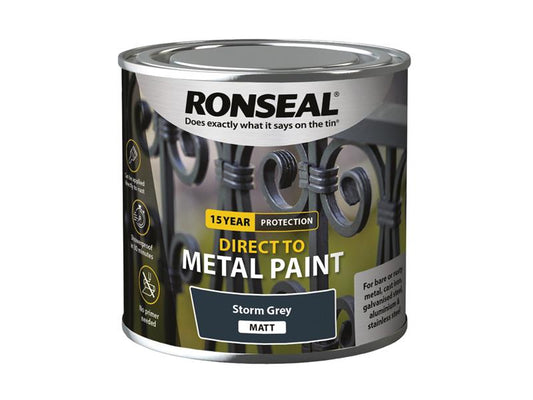 Ronseal Direct to Metal Paint Storm Grey Matt 250ml RSLDTMSTM250