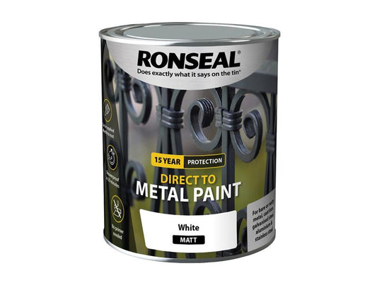 Ronseal Direct to Metal Paint White Matt 750ml RSLDTMWM750