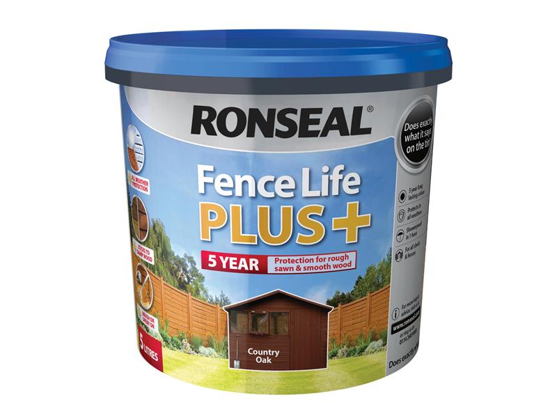 Ronseal Fence Life Plus+ Country Oak 5 litre RSLFLPPCO5L