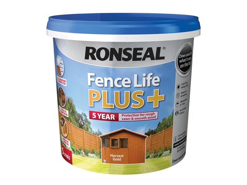 Ronseal Fence Life Plus+ Harvest Gold 5 litre RSLFLPPHG5L