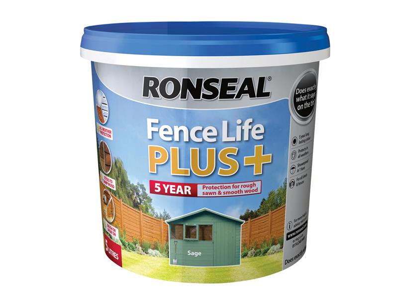 Ronseal Fence Life Plus+ Sage 5 litre RSLFLPPSA5L