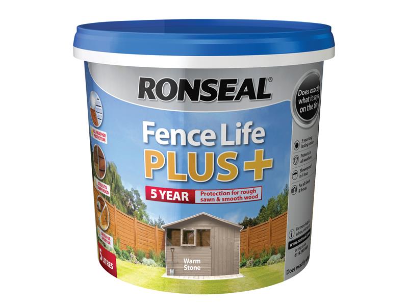 Ronseal Fence Life Plus+ Warm Stone 5 litre RSLFLPPWS5L