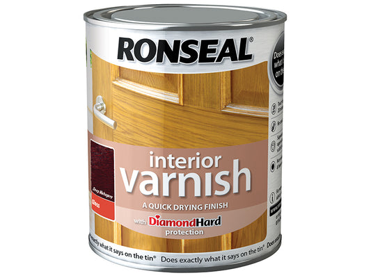 Ronseal Interior Varnish Quick Dry Gloss Deep Mahogany 750ml RSLINGDM750