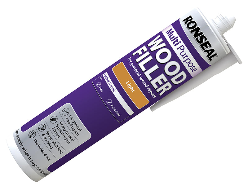Ronseal Multipurpose Wood Filler Cartridge Light 310ml RSLMPWFL310